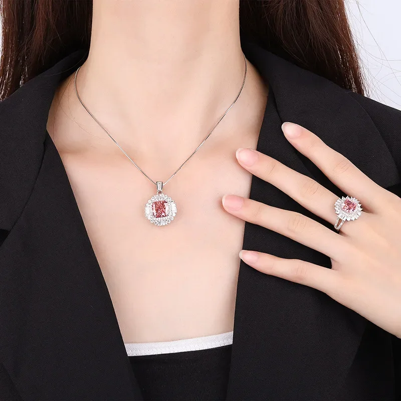 

Роскошный женский костюм из 18-каратного золота с инкрустацией платиной PT950 и высокоуглеродистыми бриллиантами розово-оранжевого цвета в стиле Принцесса, 10*10