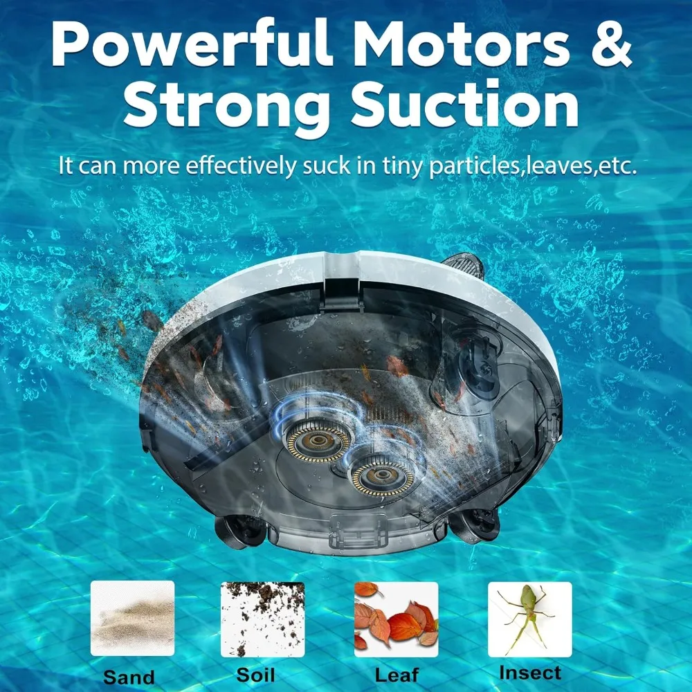 S100 Cordless Robot Pool Cleaner, Last 130Min, 18° Slope Angle, Automatic Pool Vacuum for Above Ground Pools, Self-Parking Pool