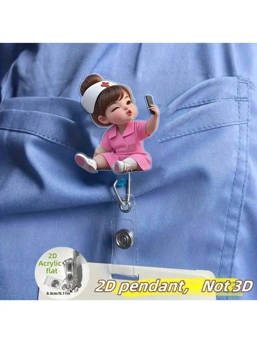 قطعة واحدة من بكرة شارة قابلة للسحب للممرضات اللطيفة - حامل معرف أكريليك متين للممرضات وعمال المكاتب والطلاب، أساسيات المكتب المدرسي