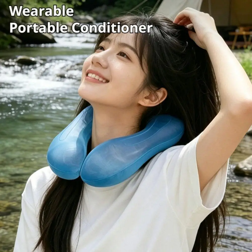 Wearable Neck Cooler Ice Ring U-Shaped Cooling Wrap Water Injection Reusable Summer Heat Relief Camping Hiking Running Stay Cool