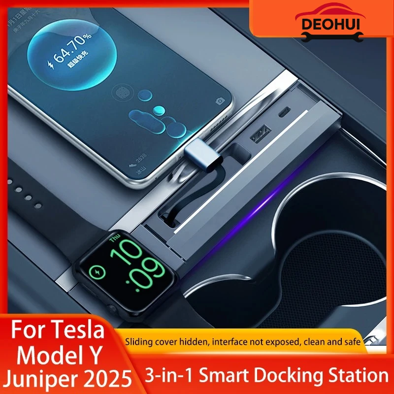 

Док-станция для Tesla Model 3 Y Highland Juniper 2025, быстрое зарядное устройство, интеллектуальная док-станция расширения, зарядный шунт с центральным управлением