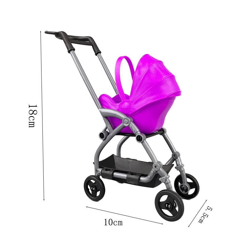 1:12 Plastic DIY Assemble Kids Toy Baby Carriage Stroller Trolley Doll Furniture Happy Family Miniature Dollhouse Accessories - view 3