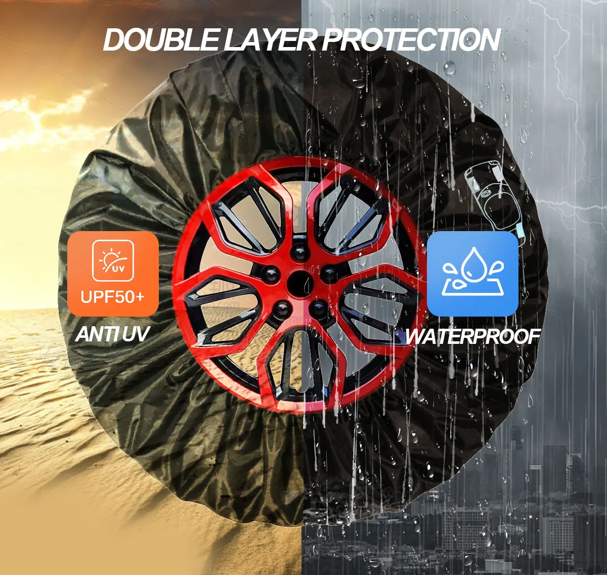 4Pcs/Lot Universal Spare Tire Cover Case Waterproof Dust-UV Polyester Auto Wheel Tires Storage Accessories Auto Wheel Protector