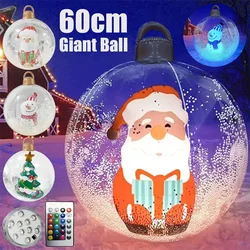 Outdoor Christmas Inflatable Toy Decoration 60cm Santa Claus Inflatable Model Ball with Colorful LED Lights Festive Garden Decor