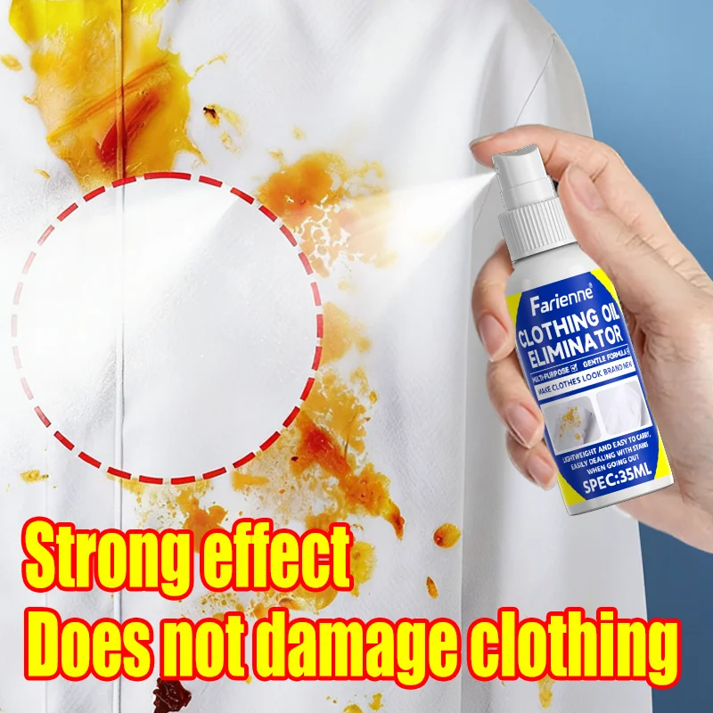 35Ml Clothing Oil Stain Remover Spray, Portable Instant Stain Eliminator For Clothes, Laundry Pre-Treatment For All Fabrics