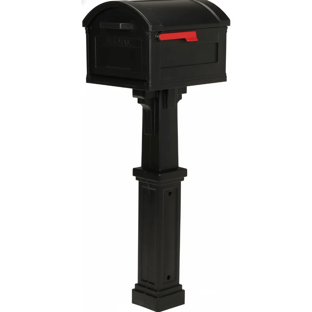 

Очень большой черный почтовый ящик и комплект для почтовых ящиков — атмосферостойкий пластик, одобренный USPS для домашнего использования на открытом воздухе