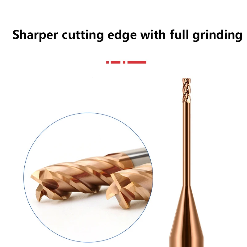 CSZJ Micro Carbide End Mill 2xD Rib Processing Cutter CNC Deep Long Neck Small Diameter 0.2 0.3 0.4 0.5 0.6 0.7 0.8 0.9mm Mini