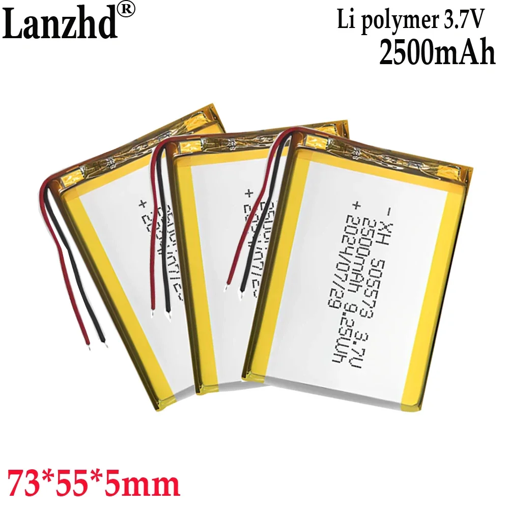 2025 505573   Batteria ai polimeri di litio da 3,7 V 2500 mAh per localizzatore di auto banca di ricarica per laptop tablet perso; lampada da scrivania per prevenire l'illuminazione a LED