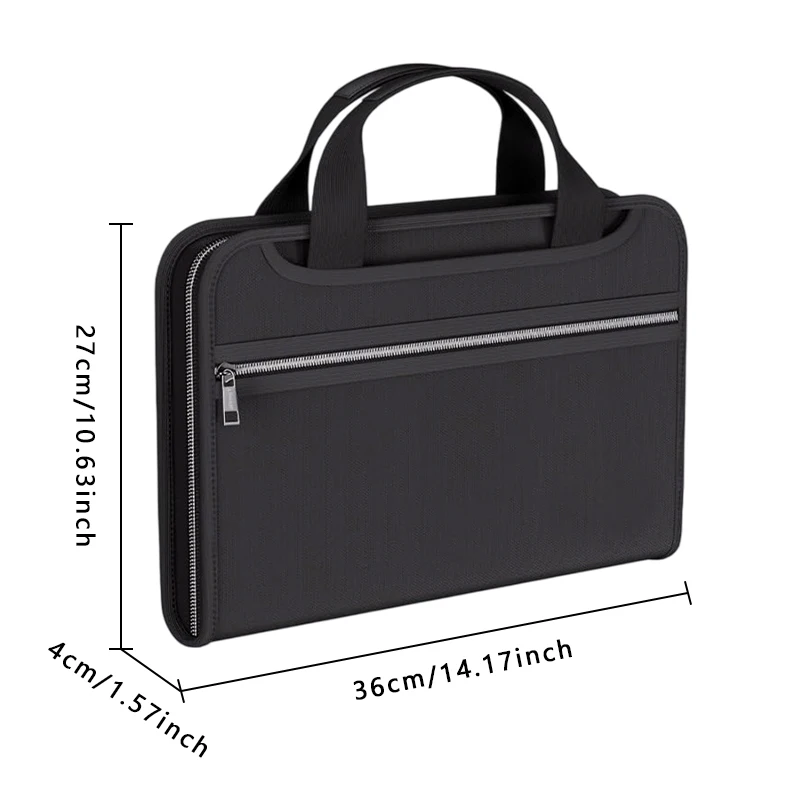 Black Folder Hand Drawer Multi Compartment Organizer Bag Fireproof Waterproof File Organizer for Home School Office Storage