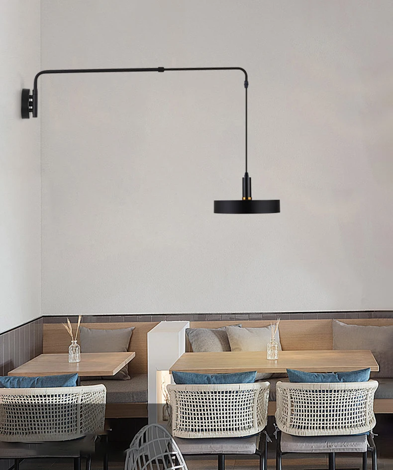 Black Metal Wall Light For Bedroom Bedside Reading Long Arm