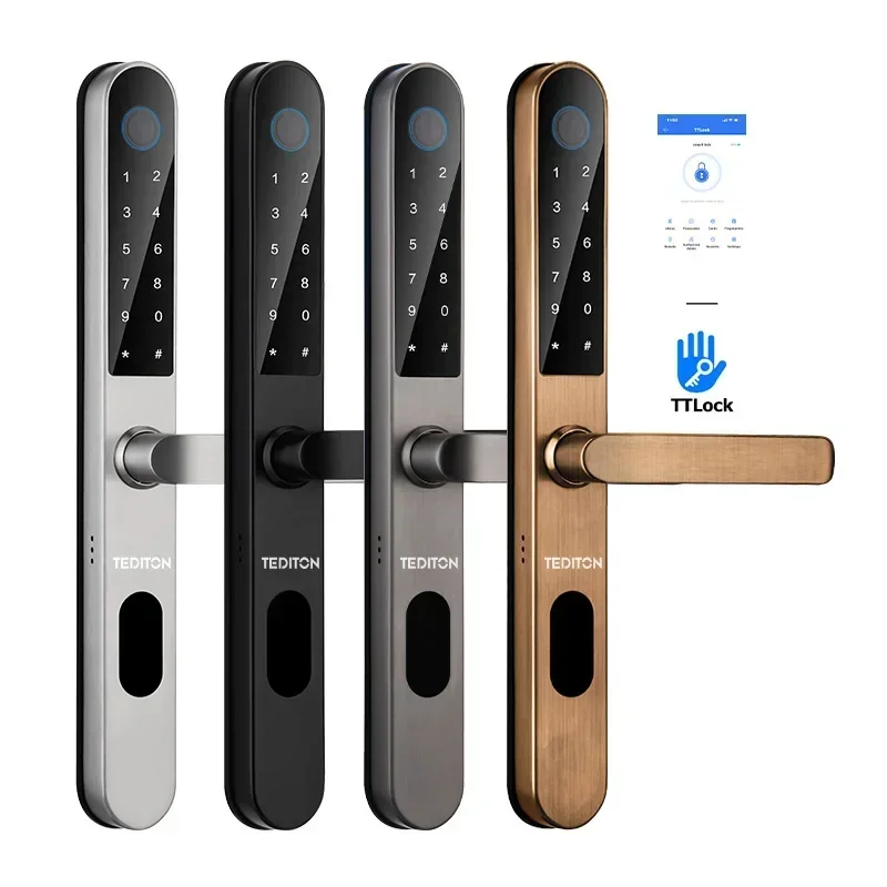 Factory Price Smart Handle Door Lock Biometric Keyless Glass Door Aluminum Sliding Smart Door Lock With Fingerprint