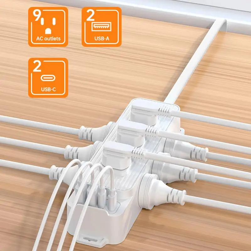 شقة التوصيل تمديد الحبل رقيقة التوصيل تمديد الحبل متعددة ميناء محول الشحن مع 9 منافذ 4 شاحن USB المنزلية