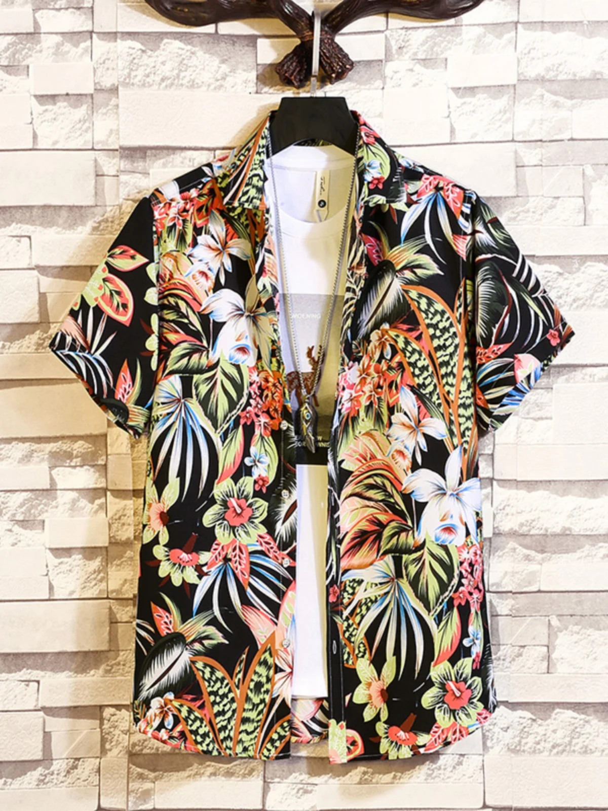 

Гавайский irt Мужской повседневный пляжный летний модный городской Sle ort Sve с цветочным принтом молодежный подходит стандартного кроя irt