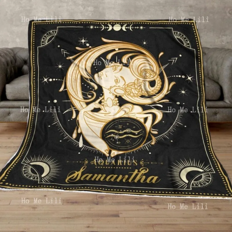 

Personalized Zodiac Customized Name Constellations Flannel 12 Astrology Horoscope Blanket For Aquarius