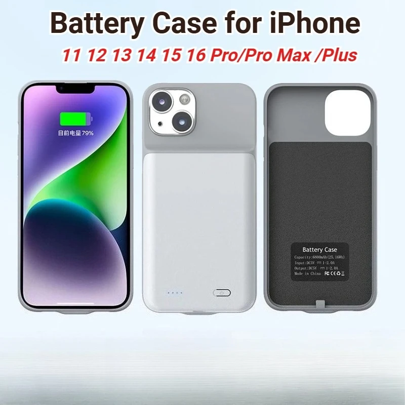 10000mAh شاحن بطارية حالات آيفون 11 12 13 14 15 16Plus ProMax بطارية خارجية قوة البنك شحن