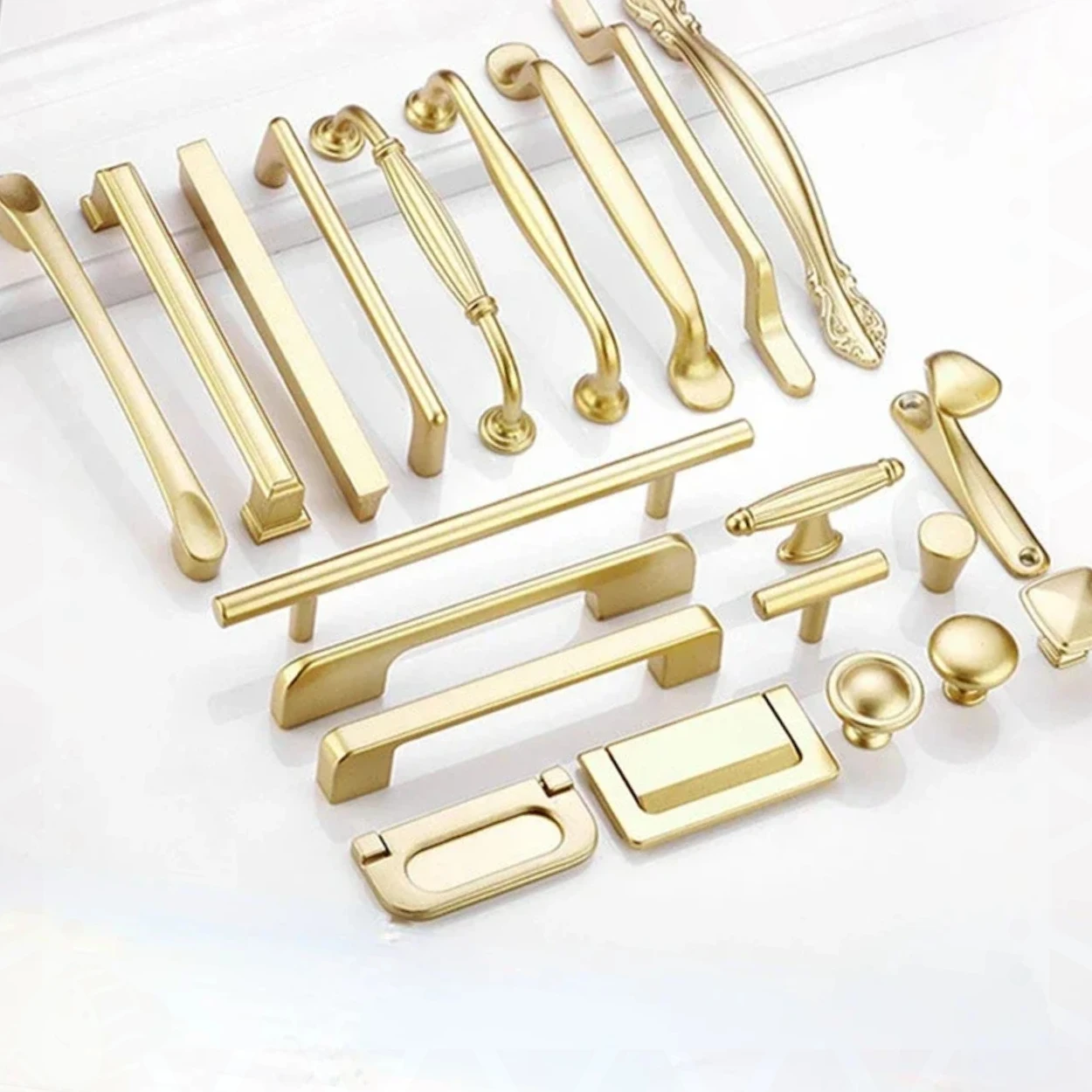 Matt Gold Door Knobs and Handles for Furniture Cabinets and Drawers Aluminium Alloy Modern Kitchen Cupboard Handles Pulls