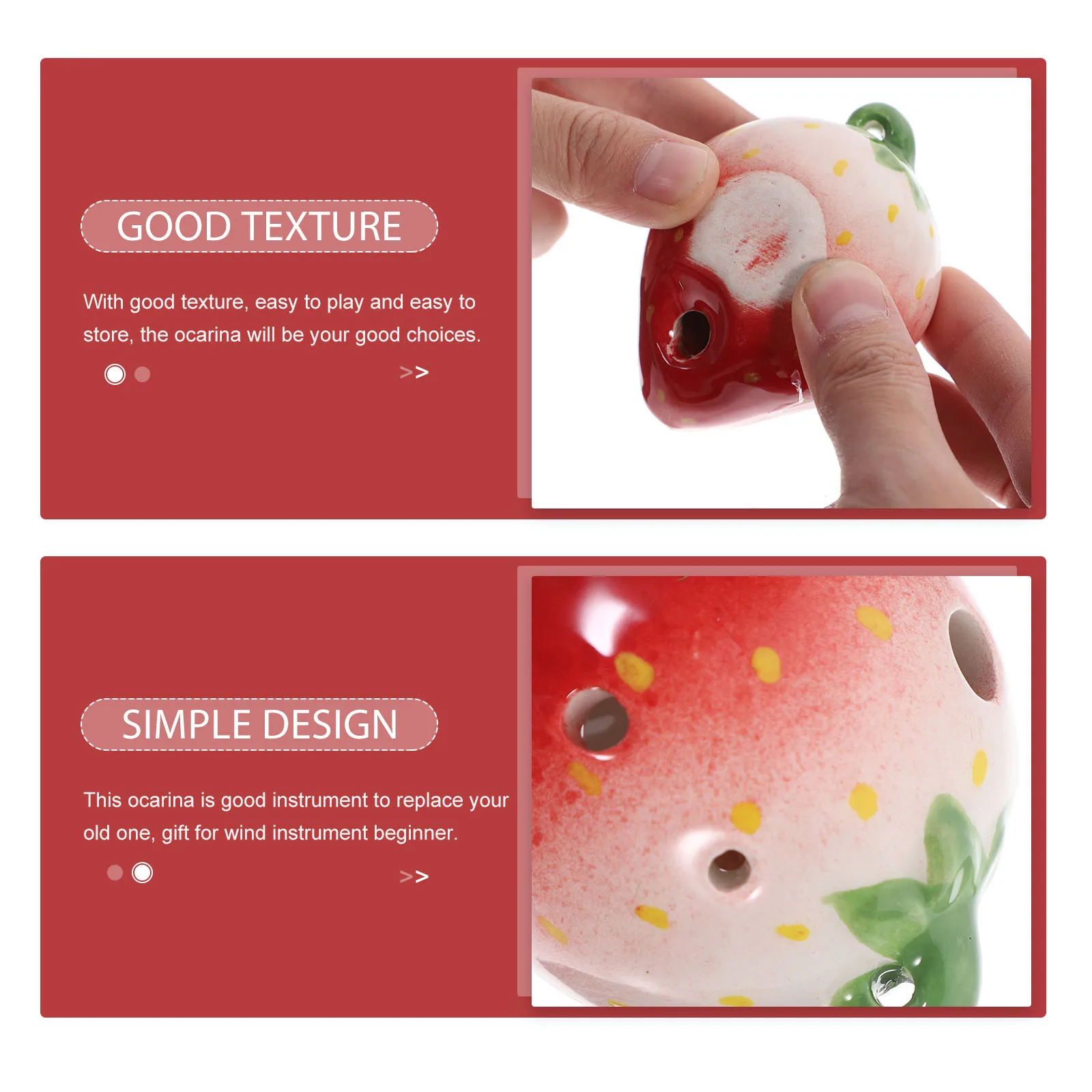

6 Holes Strawberry Shape Ceramic Ocarina Beginner Practice Wind Instrument Portable Musical Instrument Suitable for Beginners