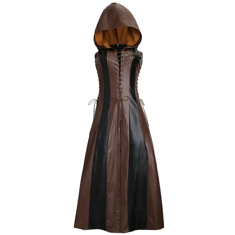 A Bear's Home Cosplay Medieval Assassins Costume Women Disfraz Mujer Creed Fashion Sexy Slim Lace Up Leather Long Dres 2025 New
