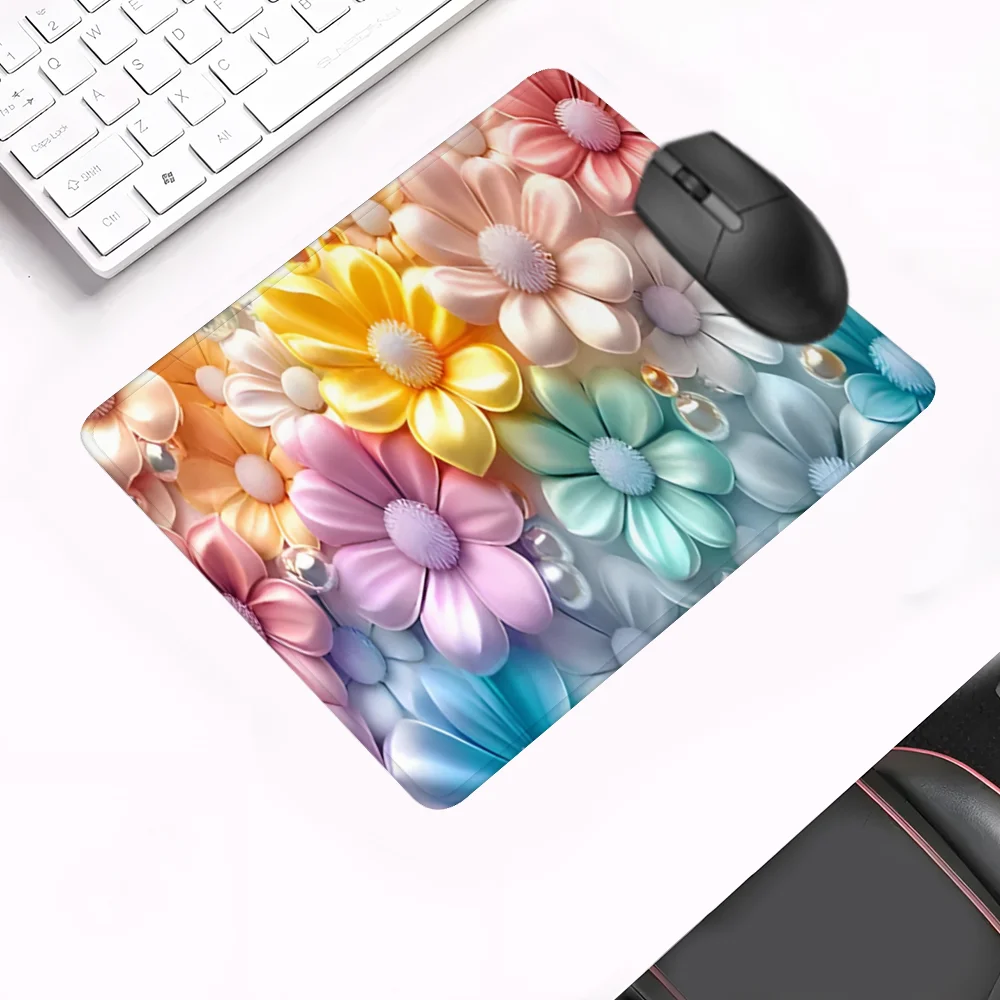 Color Flowers Mouse Pad XXL Gaming Mousepad Rubber Base with Stitched Edge Non-Slip Desk Pad Large Computer Desk Accessories