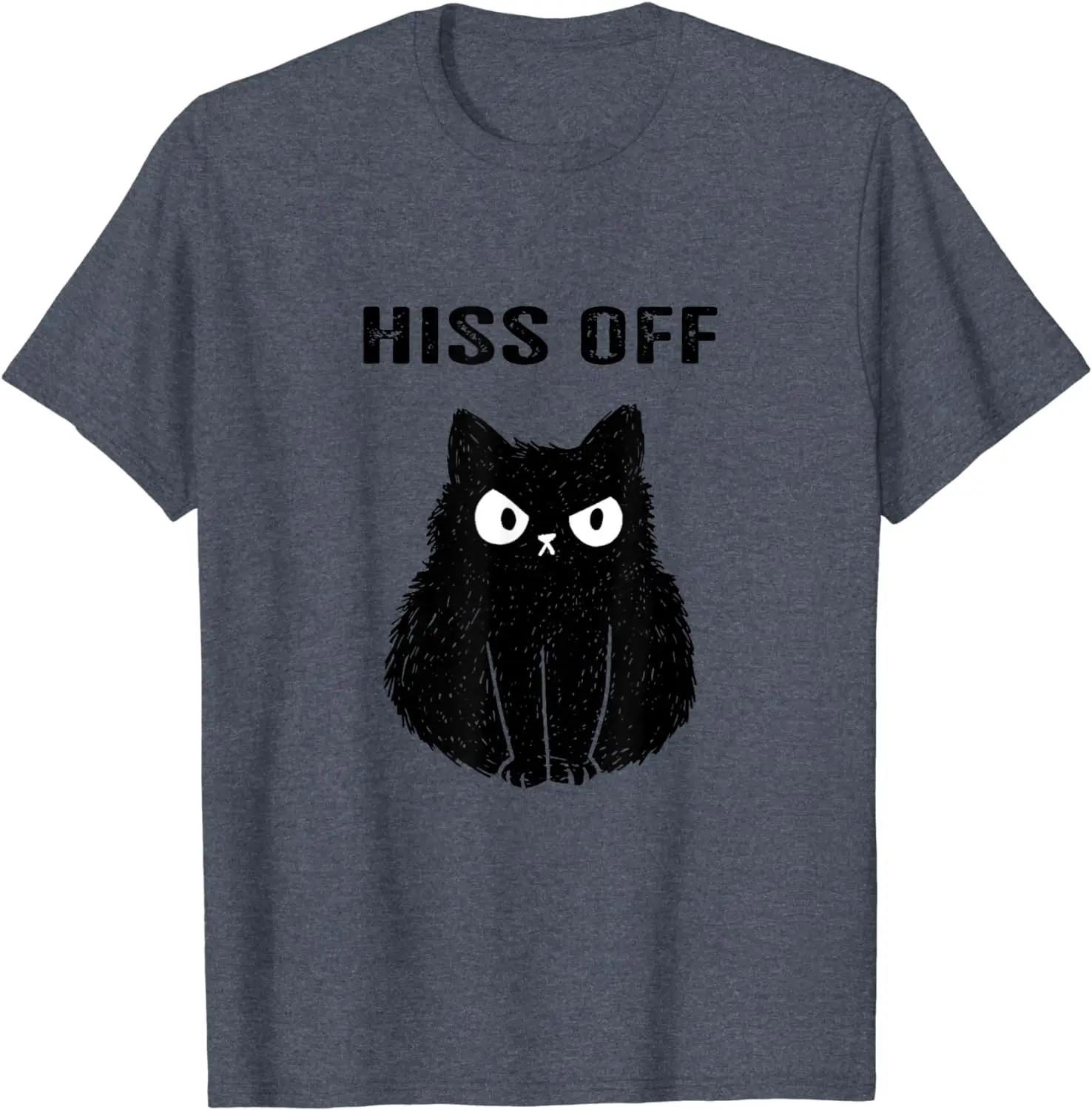 Funny Black Cat Hiss Off Meow Cat T-Shirt Fresh Breathable Fabric Advanced Suitable for Travel and Play