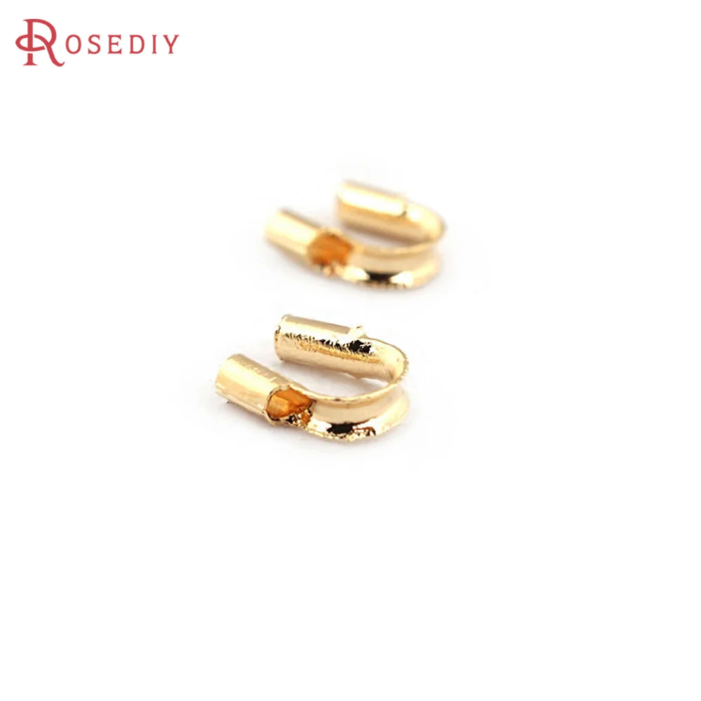 100PCS 5x4MM 6x5MM 18K Gold Color Brass U Thread Protector Clasps Jewelry Necklaces Bracelets Making DIY Findings Accessories