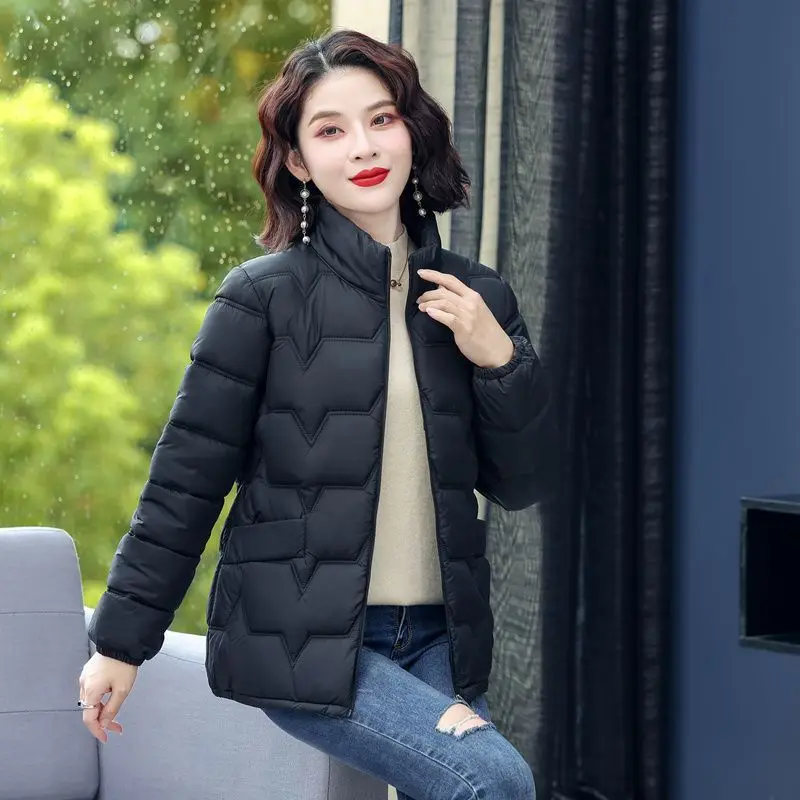 

Autumn and Winter New Women's Down Cotton Jacket Loose Commuting Leisure Windproof Stand Up Collar Oversized Jacket