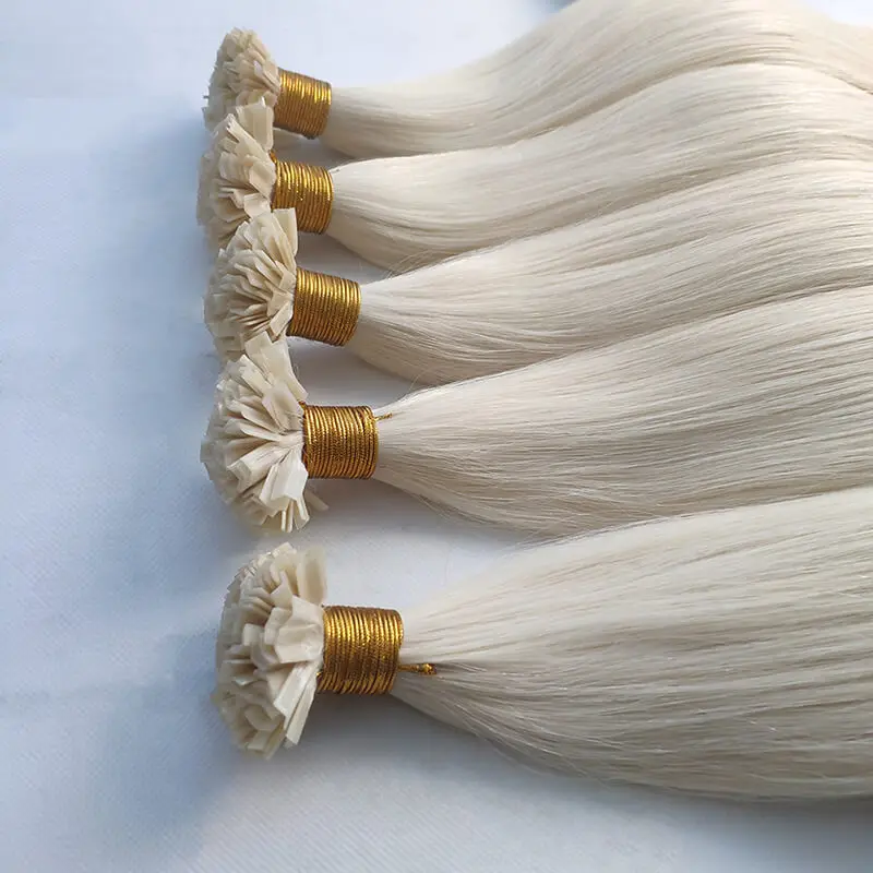 Extensiones de cabello humano con punta en V de queratina, cabello virgen de fusión recta de 100 piezas, cápsula de queratina de 12 a 30 pulgadas, 1g por pieza, #60