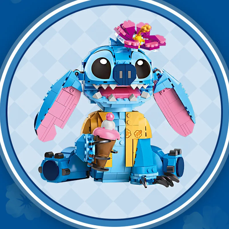 

New Blocks Action Figure Stitch Angel 2025 Largepiece Cartoon Toys with Moving Ears Assembly Gift for Boys Girls Birthday Toys