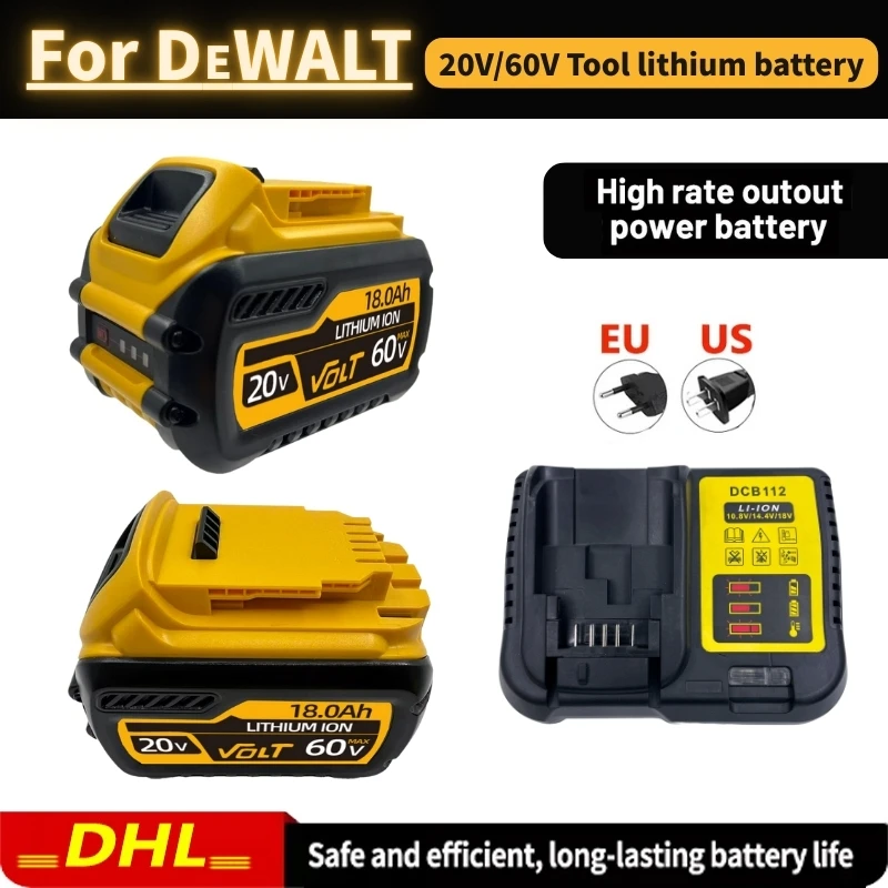 

Аккумулятор DEWALT 20V/60V DCB606 DCB609 DCB182 DCB205 DCB206 DCB209 для электроинструментов, 60V, 12AH, 18AH.