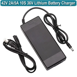 42V 2A 5A Universal electric bike  Charger 1 Prong for 36V 10S Lithium Battery Compatible with Most Brands with 5.5mm DC Plug