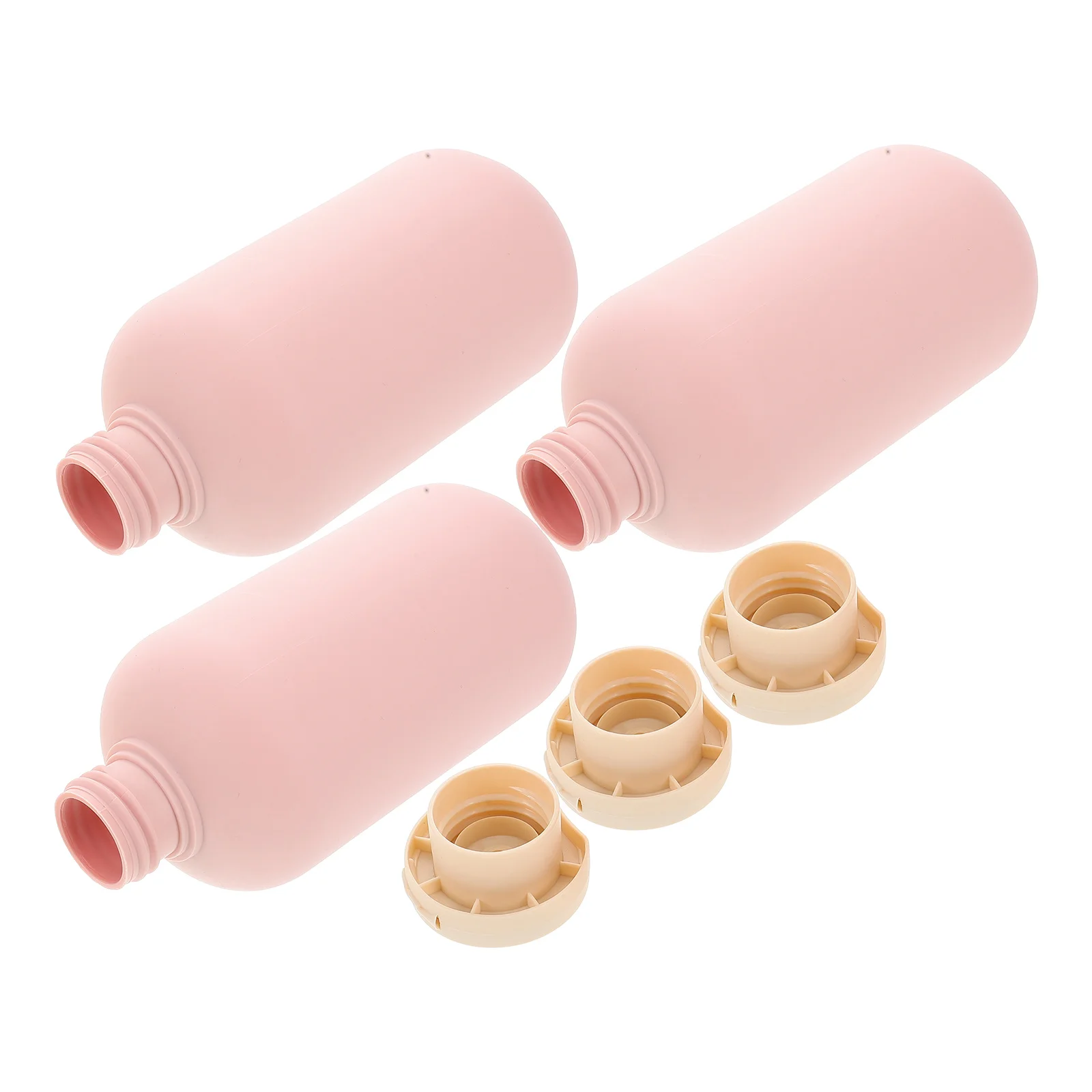 

3pcs Refillable Pink Pet Round Bottles Travel Size Squeeze For Shampoo Lotion Body Wash Leakproof Flip Cap Dispensers