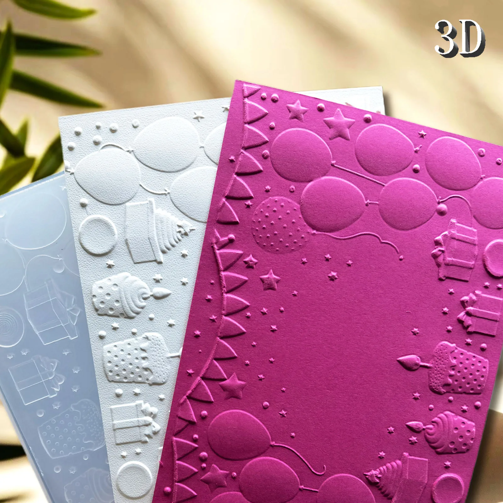 Birthday balloon background 3D embossed folder, suitable for DIY scrapbook and card making, birthday party decoration craft tool