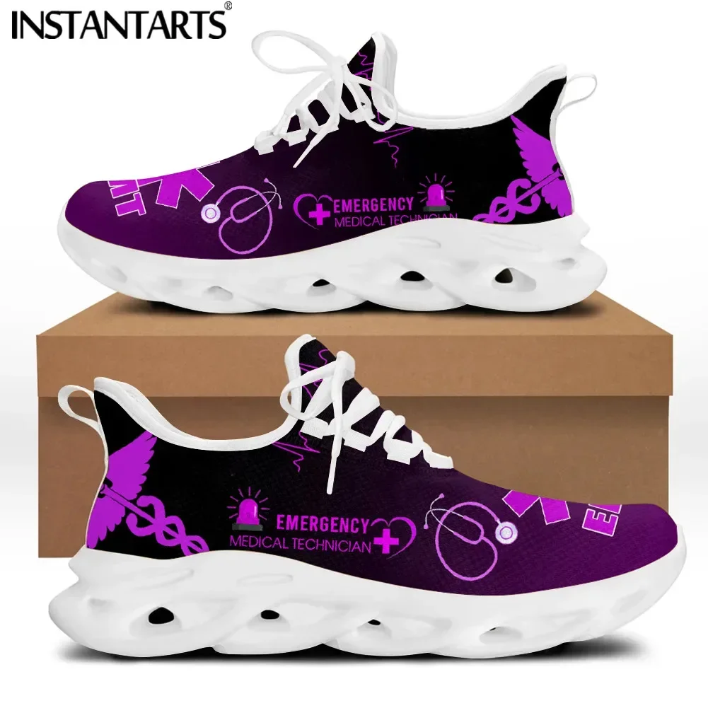 Cute Nurse Cat Pattern Female Shoes Casual Sneakers Brand Design Lace-up Walking Male Medical Student Flats Footwear