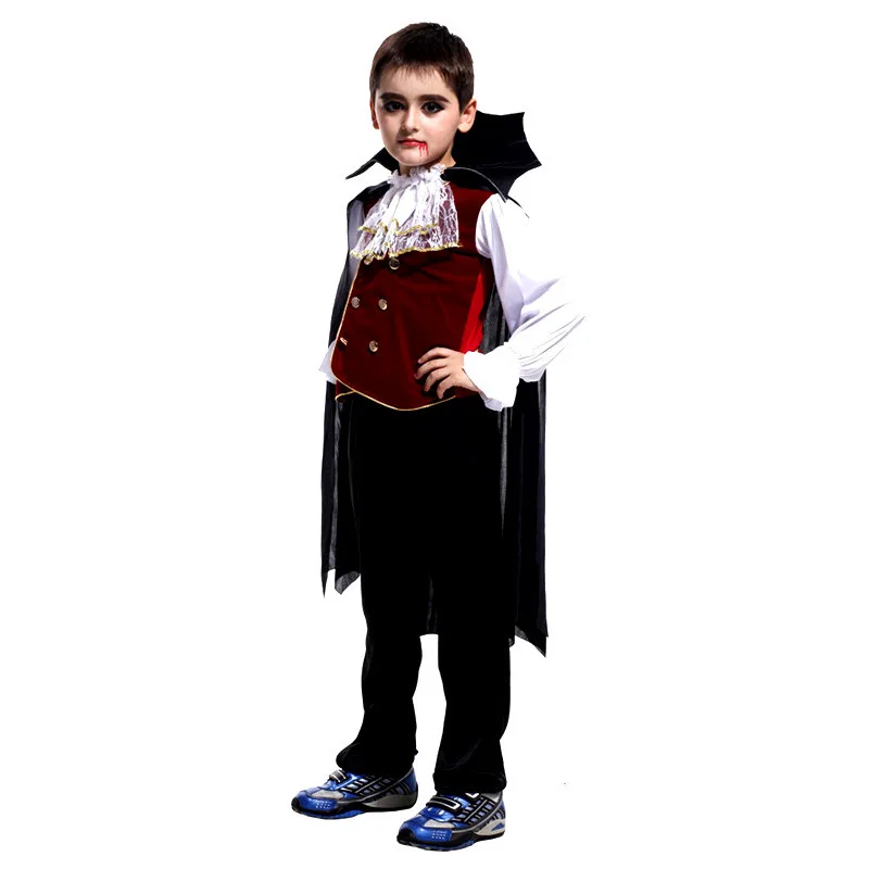 Adult Kids Noble Dracula Vampire Costume Halloween Boys Purim Girls Costumes Parent-Child Party Clothes Fantasia Dress Up