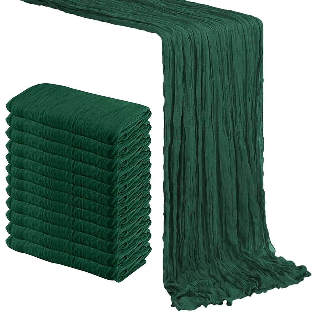 Christmas Emerald Green Cheesecloth Table Runner Boho Rustic Gauze Cheese Cloth Runner Table Decor Home Wedding Party Birthday