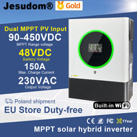 Dual MPPT PV Input Hybrid Solar Inverter 11KW 48VDC 230VAC Pure Sine Wave Built in 150A Charge Controller Up to 6 Units parallel