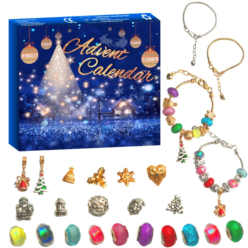 

New hot-selling Christmas 24 number countdown blind box DIY bracelet bracelet Christmas Advent children's blind box gift