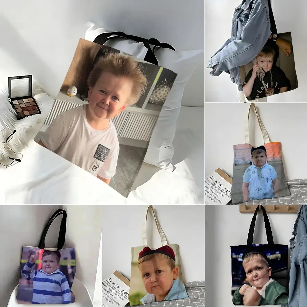 Storage Bags Casual Portable Shoulder Bag Lightweight Shopping Bag Reusable Linen Bag Internet Meme Characters H-Hasbulla