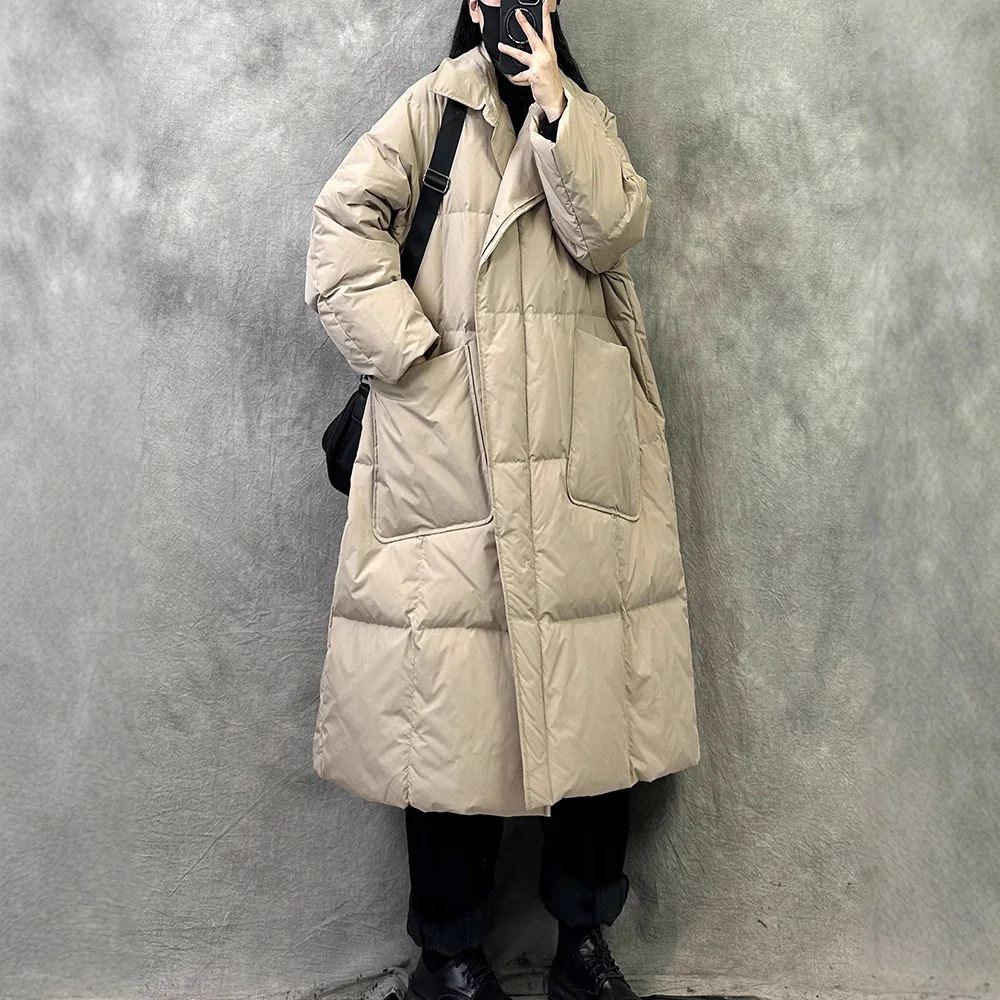 Piumino lungo caldo da pendolare oversize da donna invernale