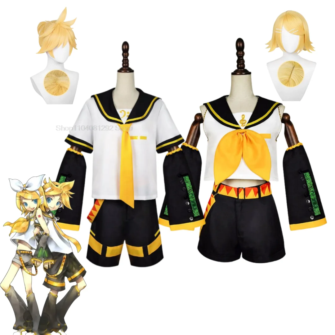 Disfraz de Anime Rin Len, disfraz de Len Rin, disfraz de Len, uniforme Kagamine JK para Halloween, trajes de cómic Con