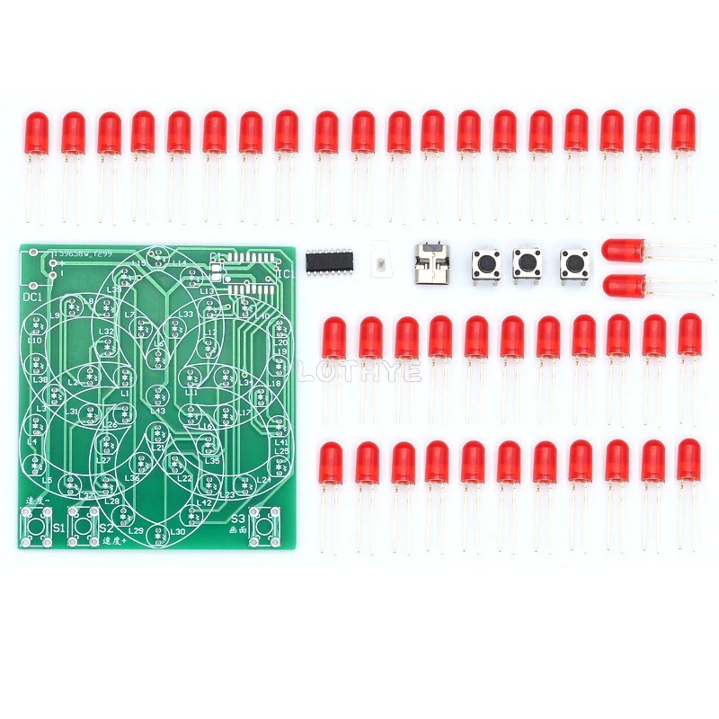 لتقوم بها بنفسك عدة إلكترونية متعددة نمط نمط طاحونة إلكترونية تدفق ضوء الماء 43 LED 5 فولت متعة لحام مكون التدريب جناح