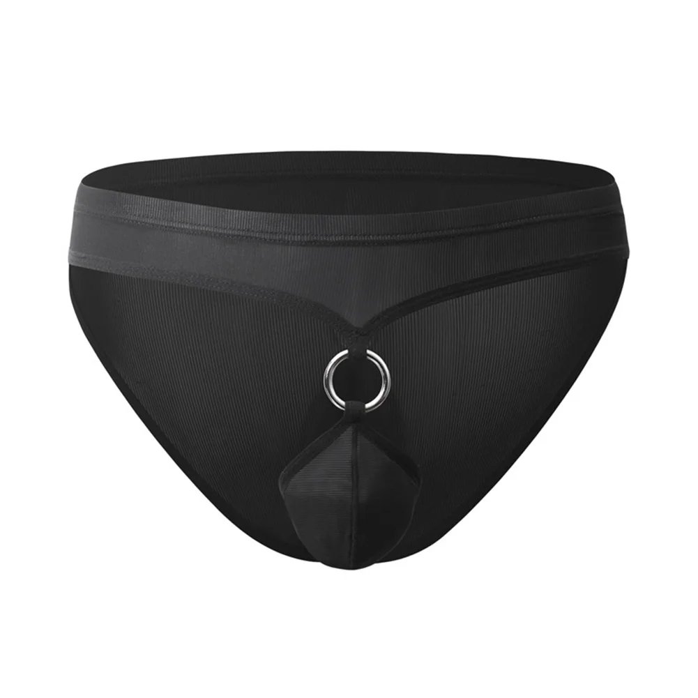 

Breathable Low Rise Briefs Breathable Underwear Men's G-String Open Crotch Briefs Front O-ring Men's Panties Thong