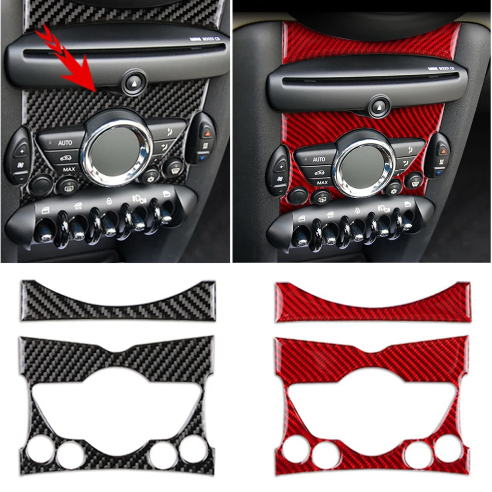 Carbon Fiber for Mini Cooper Clubman R55 R56 R57 Accessories Interior Trim Central Control Knob Panel Cover Sticker Decals