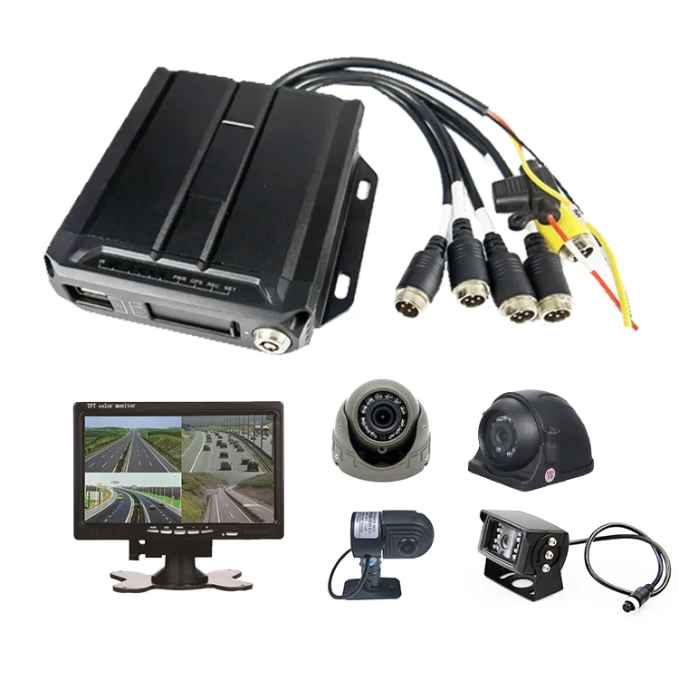 Professional 4ch Van Truck Tracking Fleet Management Dvr Vehicle Monitor System Sd Card 1080p H.265 Recorder Mobile 4g Mdvr Kit