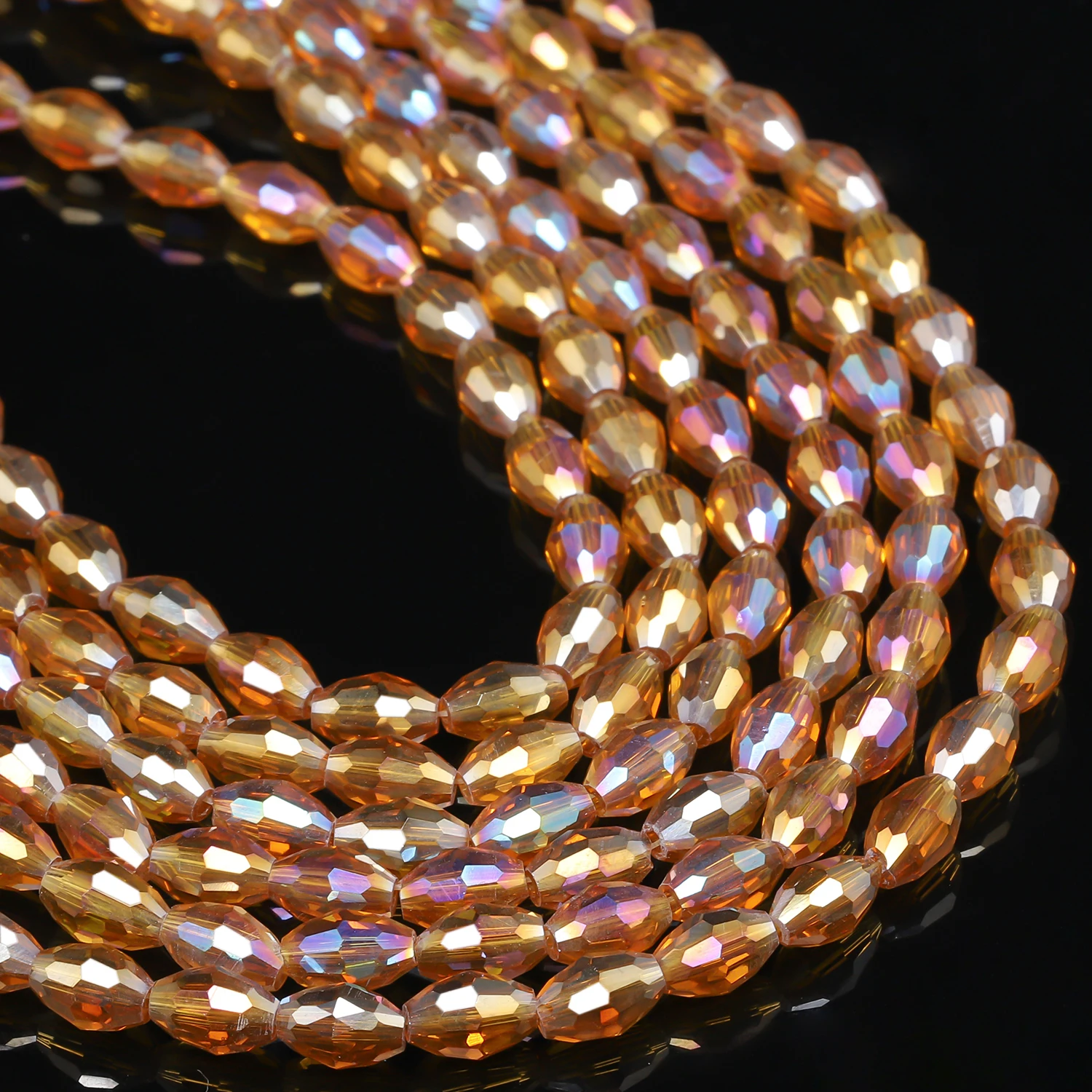 Vibrant AB Brown Crystal Glass Beads 6x4mm Faceted Oval Shape Beads for Jewelry Making Diy Beading Accessories 80pcs