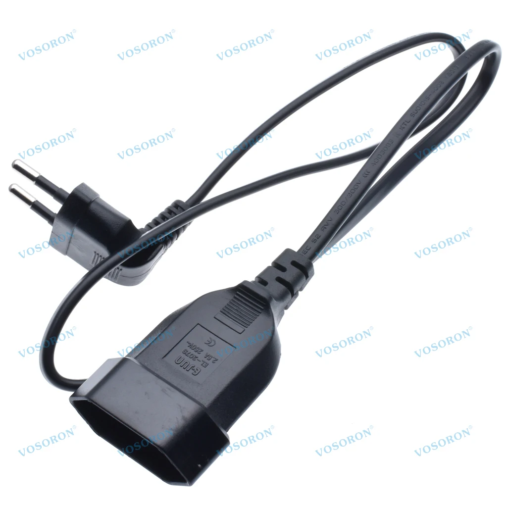 Europea 90 Degree Male Plug To Female Socket Power Extension Cable For PC Computer PDU 0.3m/0.6m/1.8m EU 2Prong Bend Angled Cord
