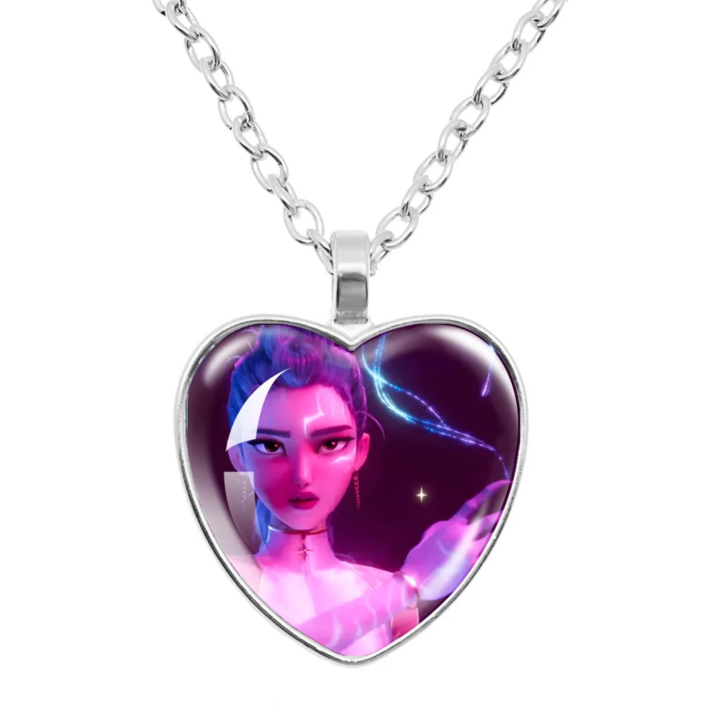 Gargantilla de cadenas Kpop Demon Hunter para niñas, Anime Rumi Mira Zoey, joyería de moda para mujeres, Cosplay para niños, juguetes clásicos, regalo, collar de corazón