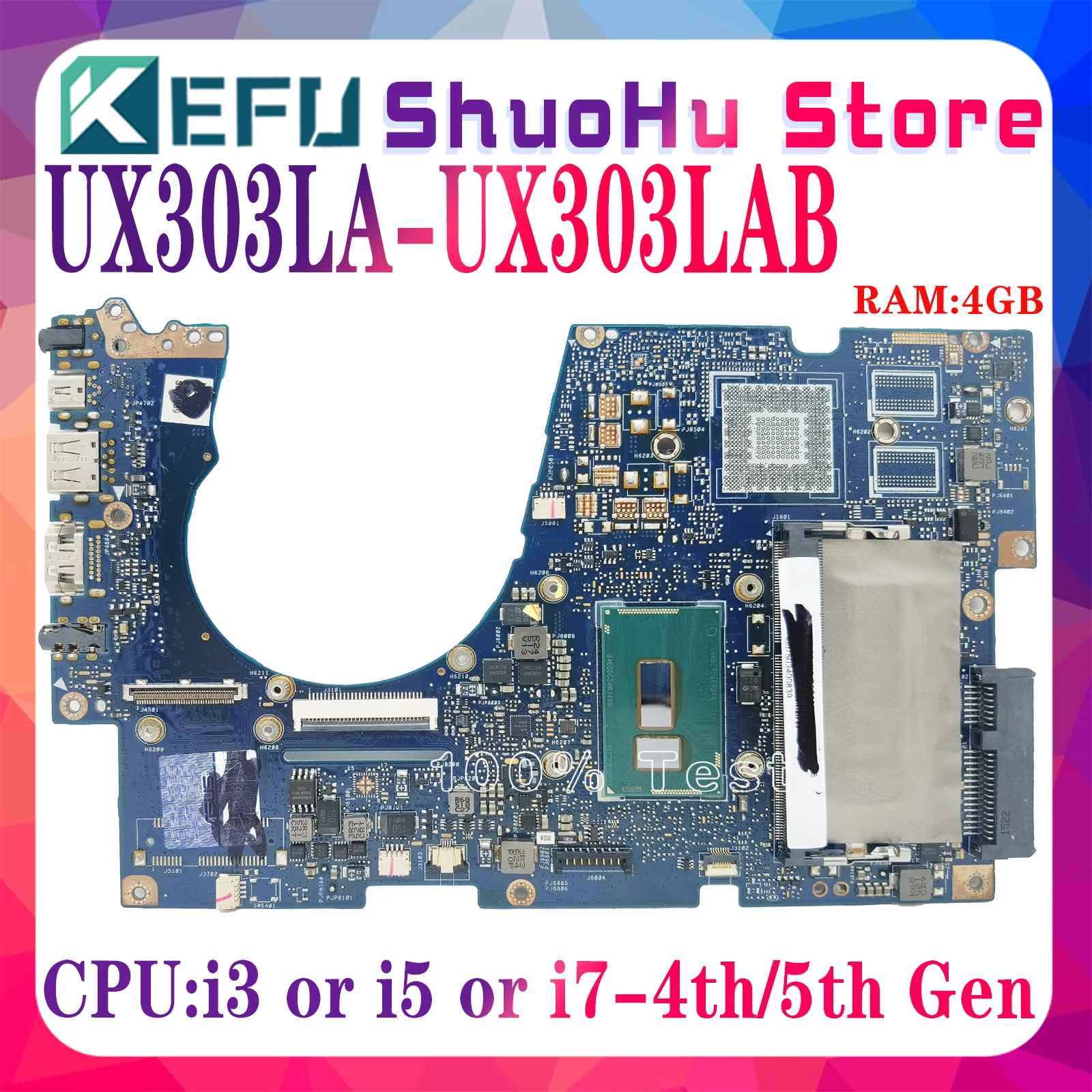 

KEFU UX303LAB UX303LNB Mainboard For ASUS UX303LN UX303LA UX303LB U303L RX303L BX303L Laptop Motherboard i3 i5 i7 4th/5th UMA/PM