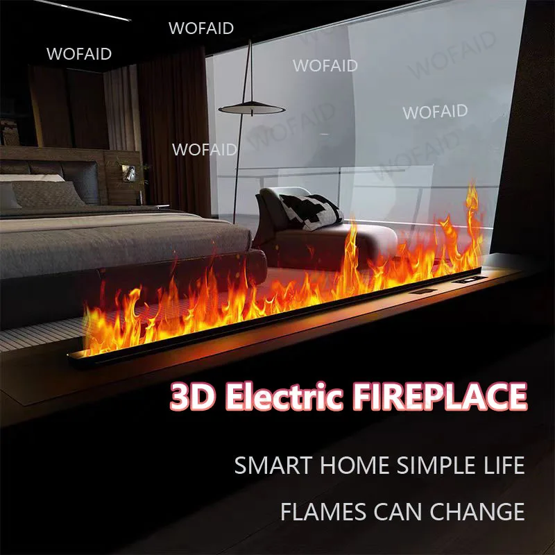 

3D Embedded Atomized Fireplace RGB For Bar Villa Electronic Fireplace With TV Stand Simulated Charcoal Colorful Flame Humidifier