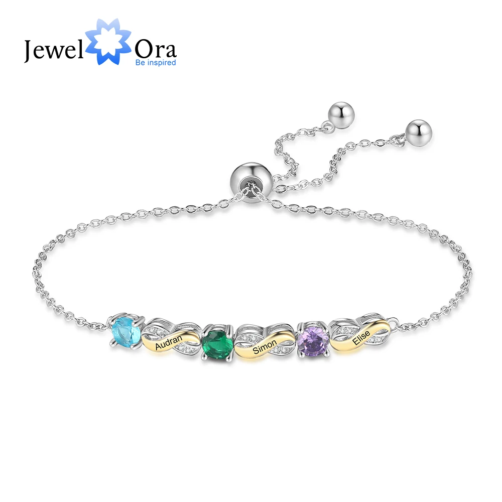 

Mother's Day Personalized Women Infinity Gold Charm Bracelet Custom Name CZ Birthstone Chain Mom Gift for BFF Sister Wife